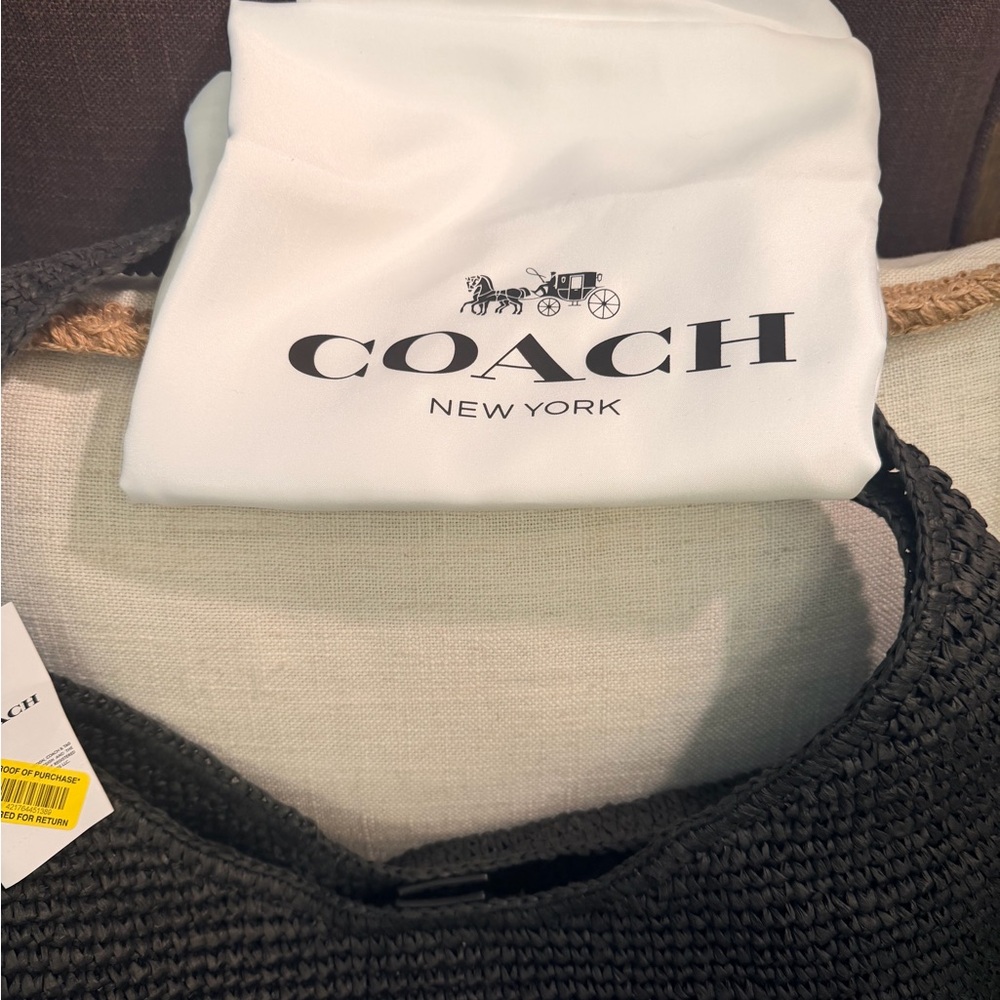 NWT Coach Black Straw/Woven Brooklyn 39 with dust bag - Picture 6 of 6